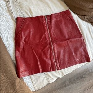 Red Mini Faux Leather skirt
